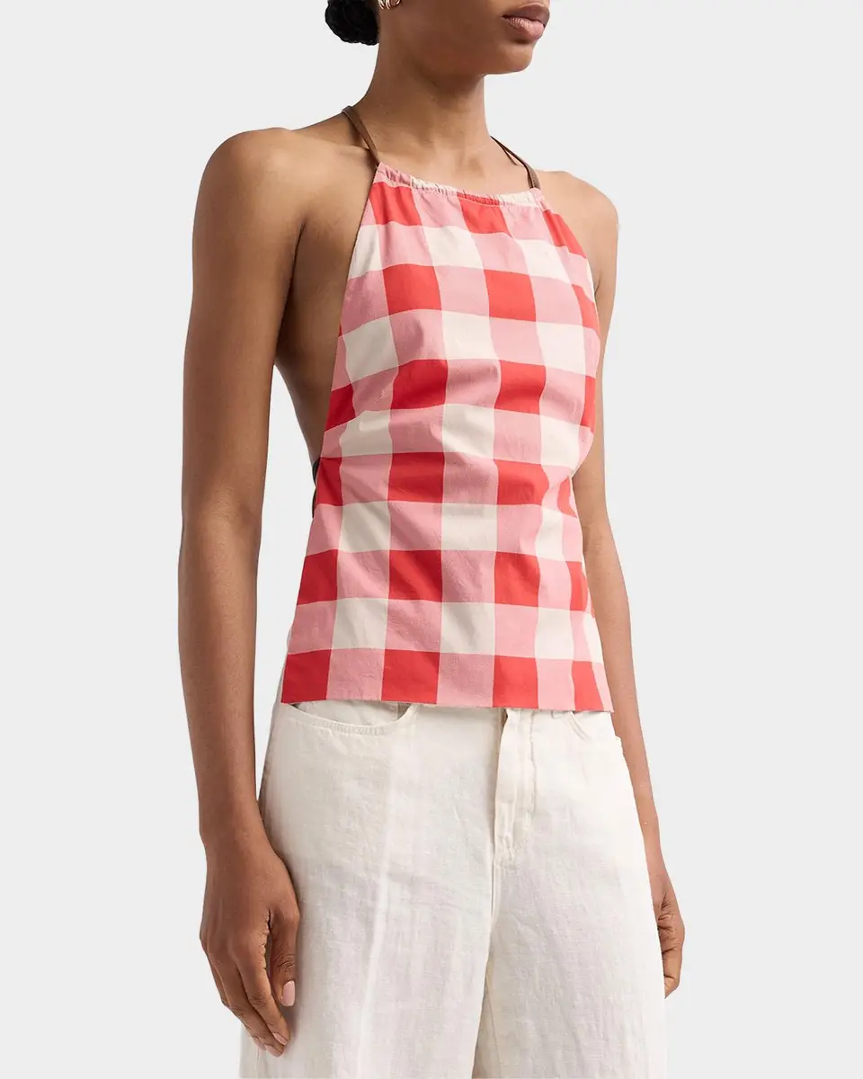 SEROYA Deza Check Halter Top | Thumbnail 4