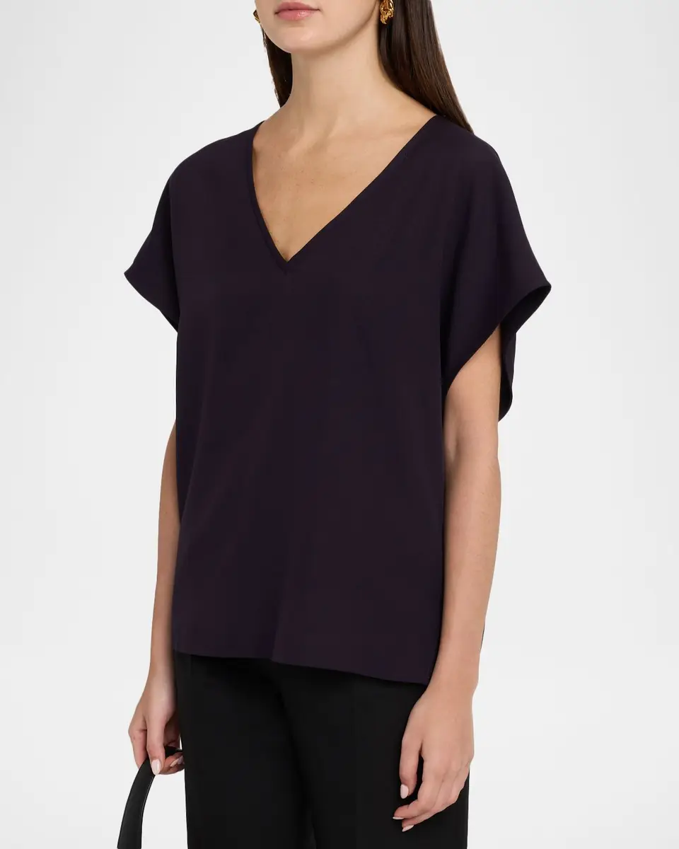 Emporio Armani V-Neck Cady Top | Thumbnail 4 Emporio Armani V-Neck Cady Top | Thumbnail 4