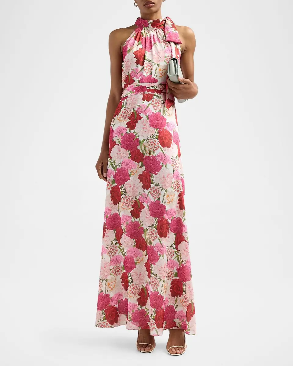 SACHIN & BABI Diana Floral Crinkle Georgette Tieneck Gown | Thumbnail 2 SACHIN & BABI Diana Floral Crinkle Georgette Tieneck Gown | Thumbnail 2