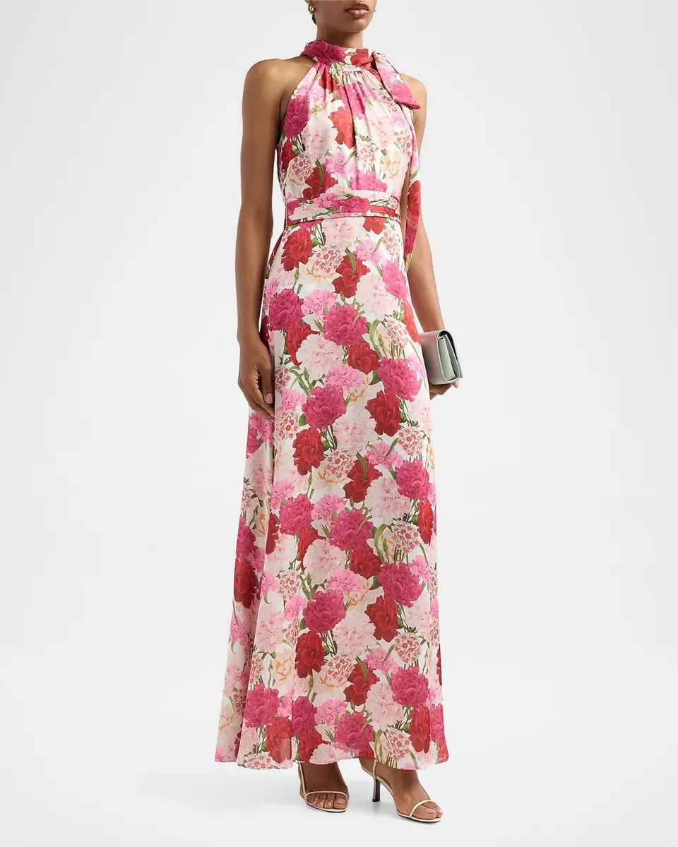 SACHIN & BABI Diana Floral Crinkle Georgette Tieneck Gown | Thumbnail 4 SACHIN & BABI Diana Floral Crinkle Georgette Tieneck Gown | Thumbnail 4