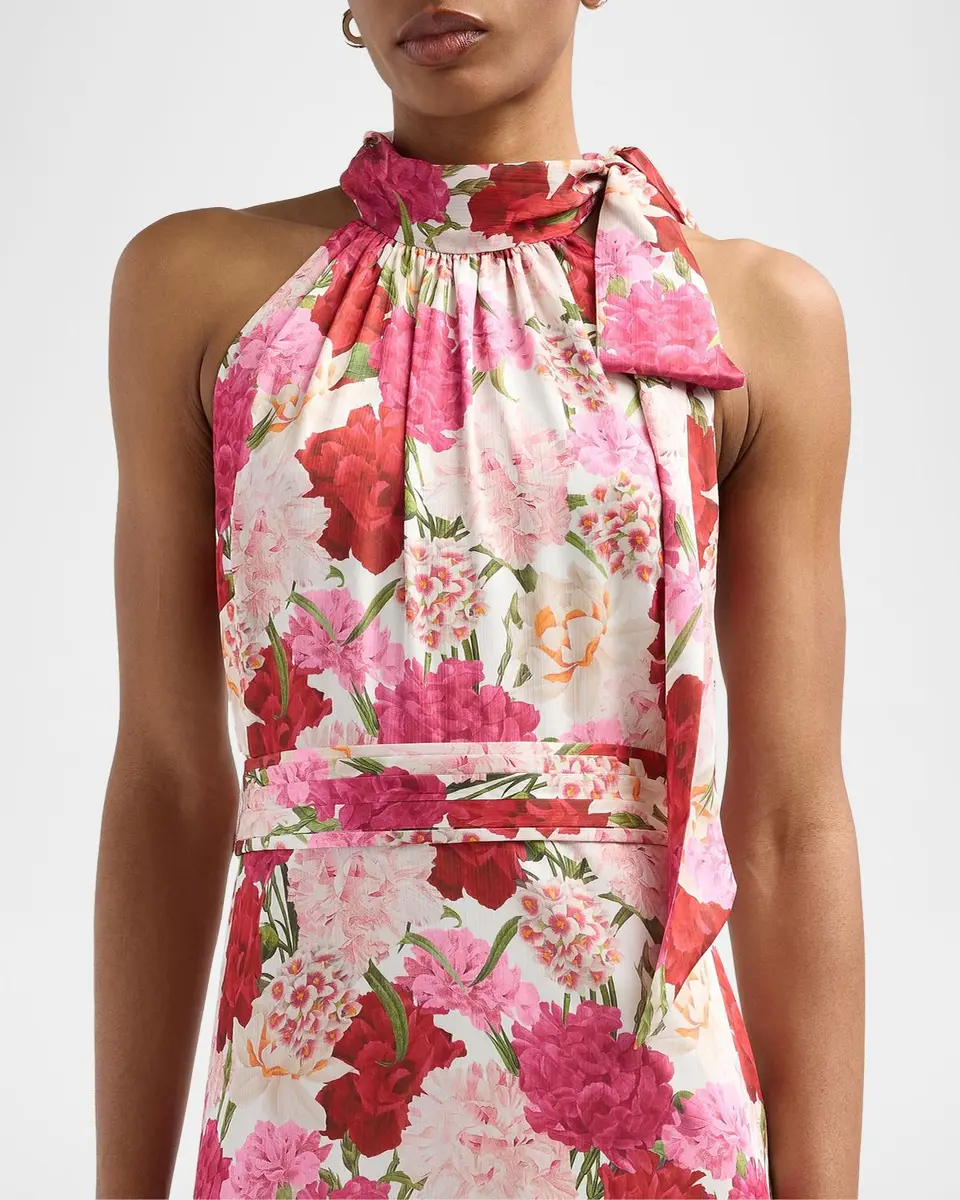 SACHIN & BABI Diana Floral Crinkle Georgette Tieneck Gown | Thumbnail 5 SACHIN & BABI Diana Floral Crinkle Georgette Tieneck Gown | Thumbnail 5