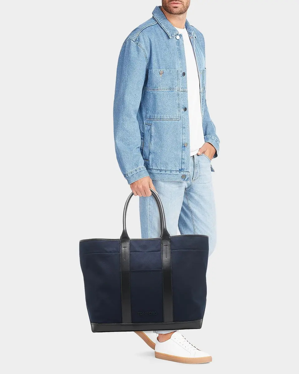 Tom Ford Large Canvas & Leather Tote Bag | Thumbnail 2