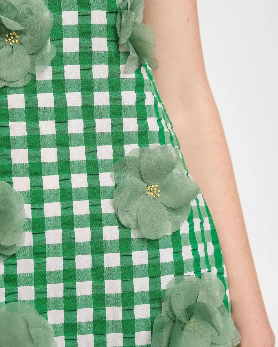 Frances Valentine Origami 3D Floral Appliqué Gingham Midi Dress | Thumbnail 4 Frances Valentine Origami 3D Floral Appliqué Gingham Midi Dress | Thumbnail 4
