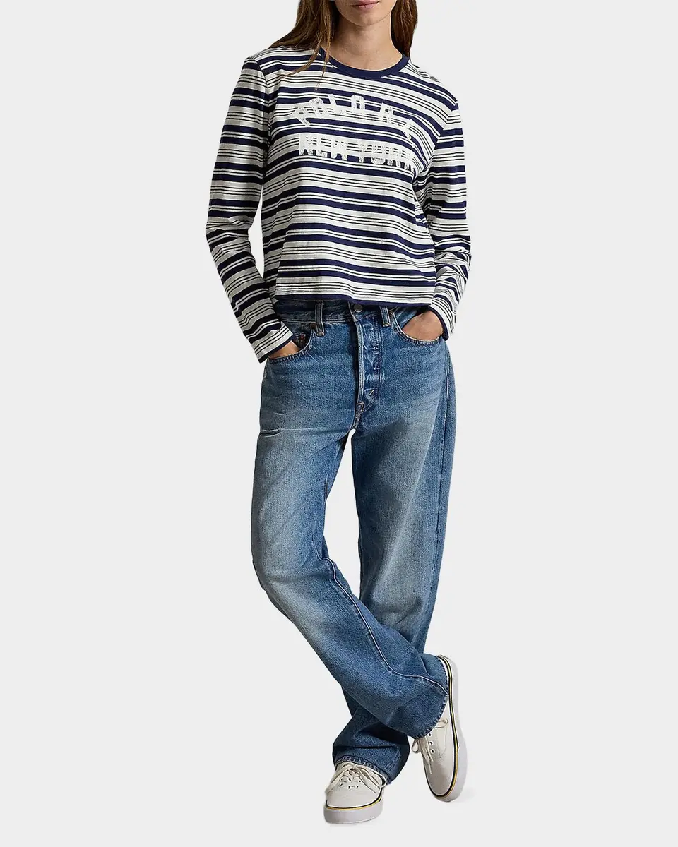 Polo Ralph Lauren Logo Striped Jersey Long-Sleeve T-Shirt | Thumbnail 2