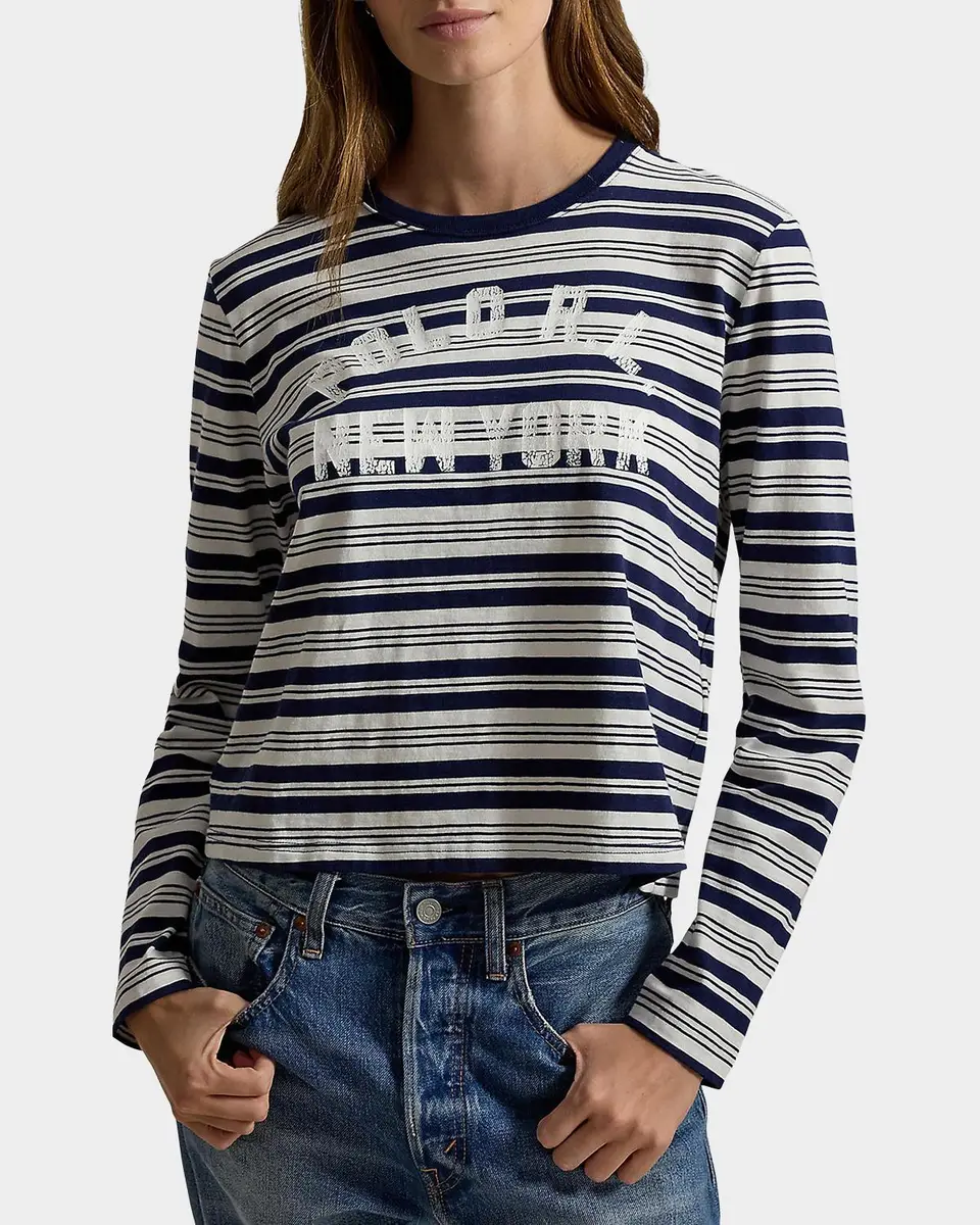 Polo Ralph Lauren Logo Striped Jersey Long-Sleeve T-Shirt | Thumbnail 4