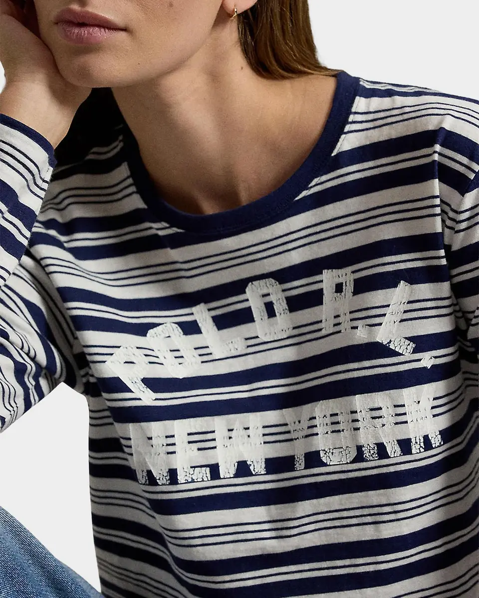 Polo Ralph Lauren Logo Striped Jersey Long-Sleeve T-Shirt | Thumbnail 5