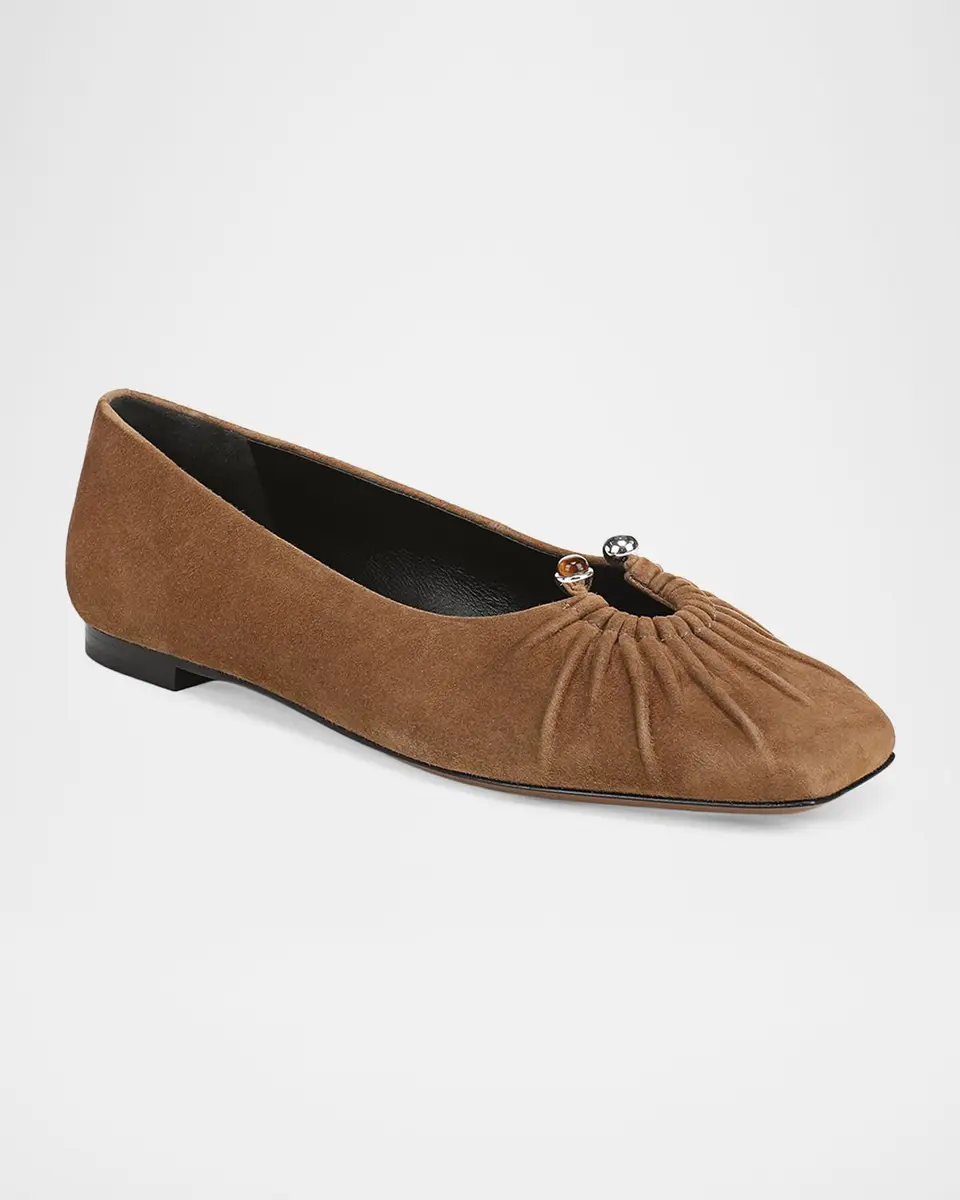 Vince Dany Gathered Suede Ballerina Flats | Thumbnail 2