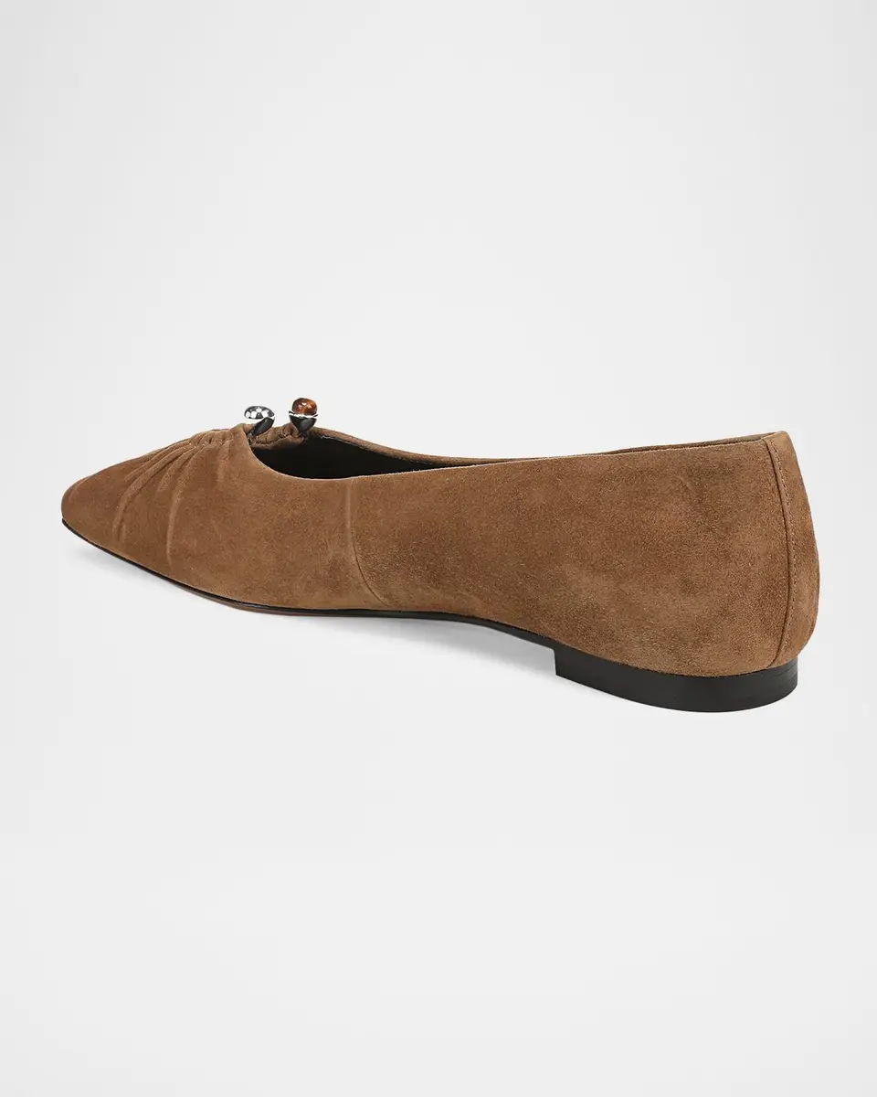 Vince Dany Gathered Suede Ballerina Flats | Thumbnail 3