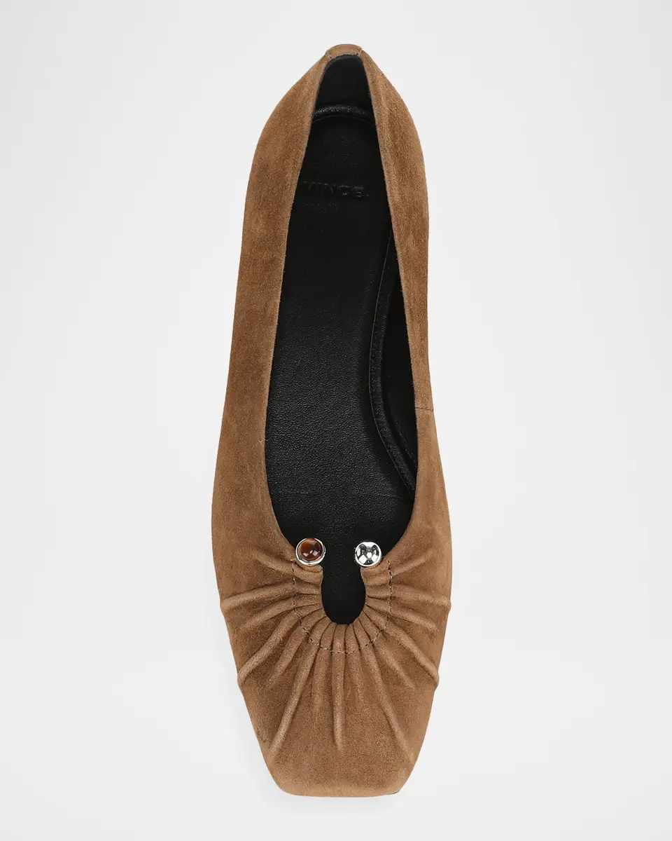 Vince Dany Gathered Suede Ballerina Flats | Thumbnail 4