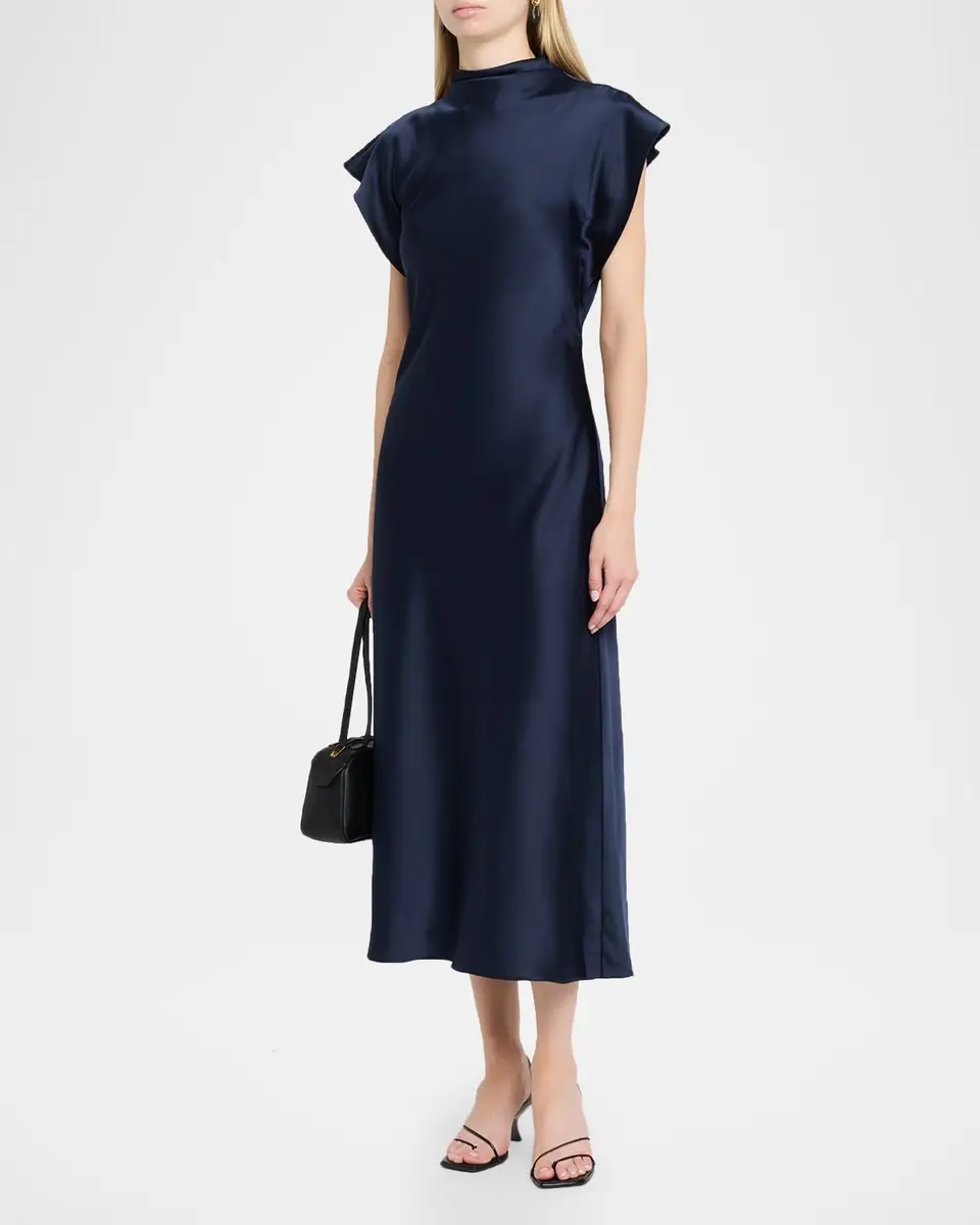 TANYA TAYLOR Adrien Satin Midi Dress | Thumbnail 4 TANYA TAYLOR Adrien Satin Midi Dress | Thumbnail 4