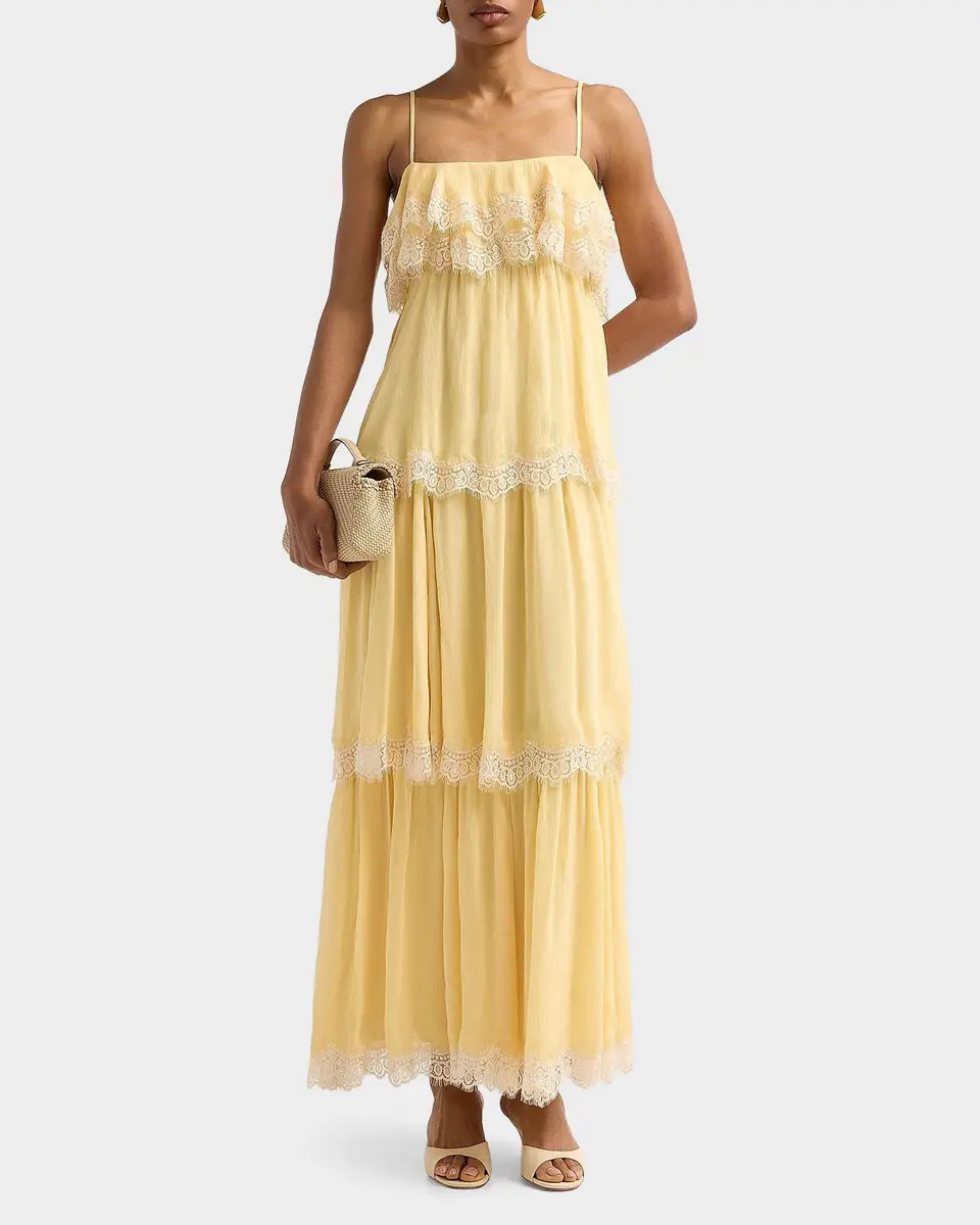 Hemant & Nandita Lace-Trim Tiered A-Line Maxi Dress | Thumbnail 2 Hemant & Nandita Lace-Trim Tiered A-Line Maxi Dress | Thumbnail 2