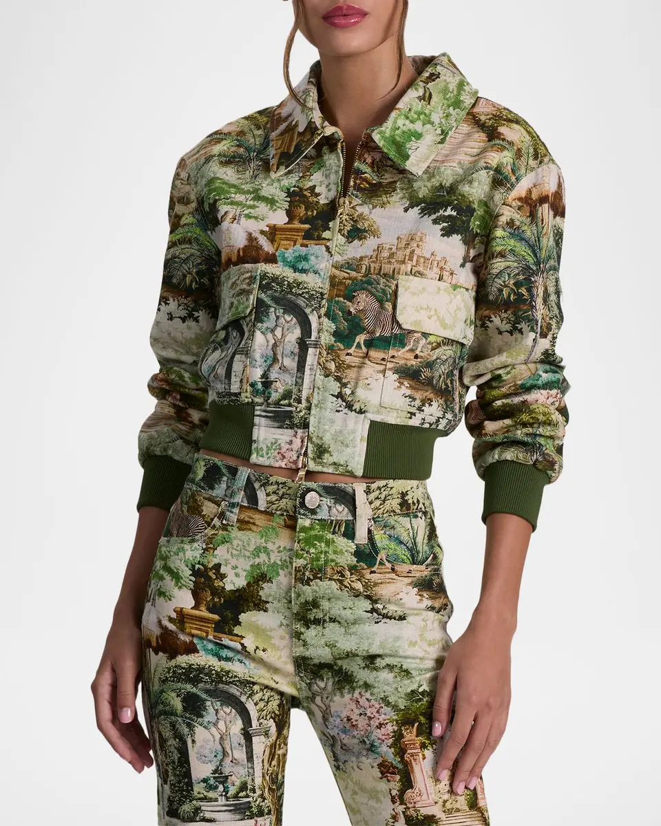 Alice + Olivia Willard Denim Bomber Jacket | Thumbnail 4 Alice + Olivia Willard Denim Bomber Jacket | Thumbnail 4