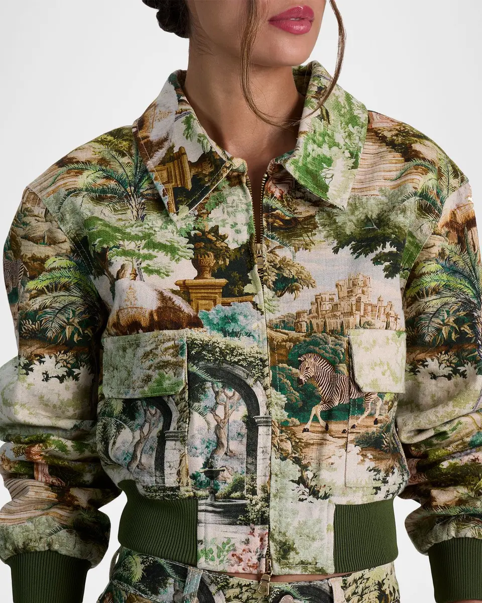 Alice + Olivia Willard Denim Bomber Jacket | Thumbnail 5 Alice + Olivia Willard Denim Bomber Jacket | Thumbnail 5