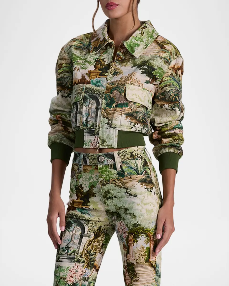 Alice + Olivia Willard Denim Bomber Jacket | Thumbnail 6 Alice + Olivia Willard Denim Bomber Jacket | Thumbnail 6