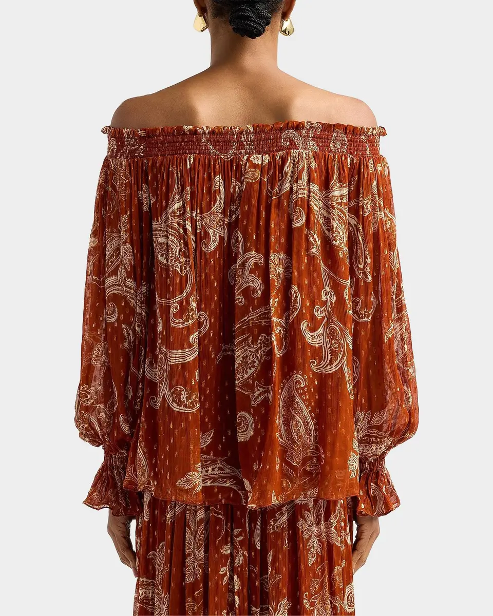 Hemant & Nandita Ruza Paisley Smocked Off-the-Shoulder Top | Thumbnail 3 Hemant & Nandita Ruza Paisley Smocked Off-the-Shoulder Top | Thumbnail 3