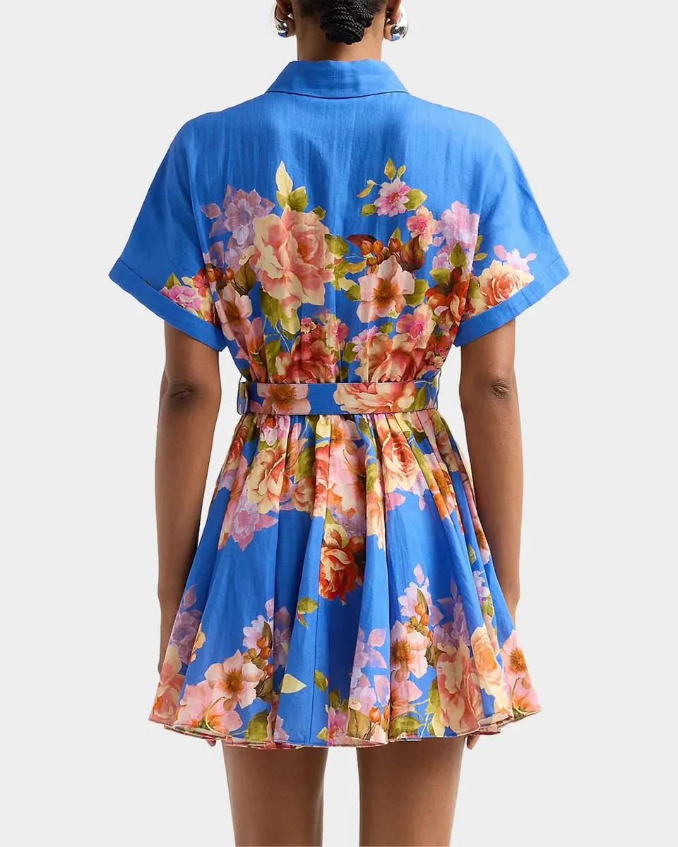 Hemant & Nandita Floral Linen-Cotton Belted Mini Shirtdress | Thumbnail 3 Hemant & Nandita Floral Linen-Cotton Belted Mini Shirtdress | Thumbnail 3
