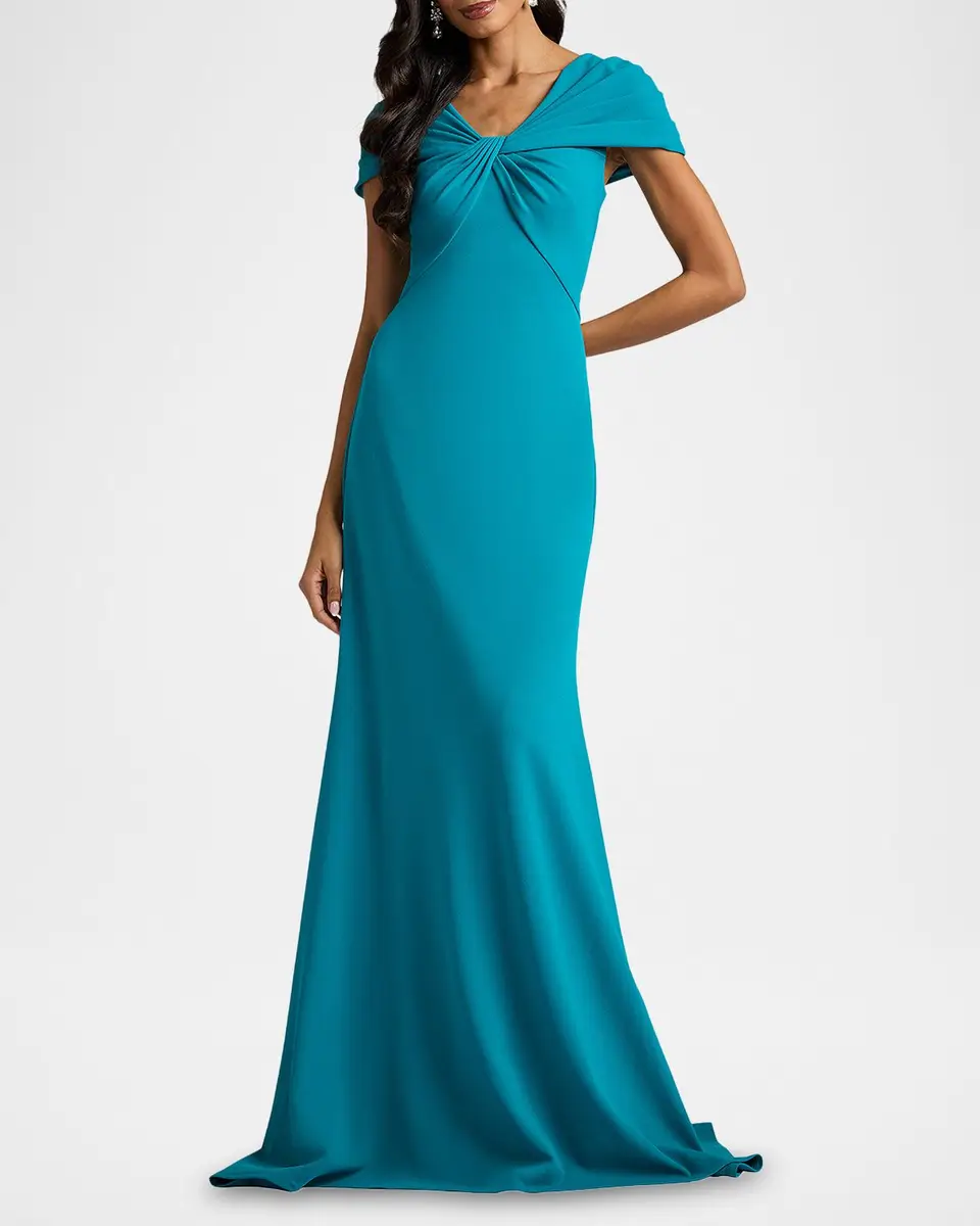 Tadashi Shoji Twist-Front Crepe Trumpet Gown | Thumbnail 2 Tadashi Shoji Twist-Front Crepe Trumpet Gown | Thumbnail 2