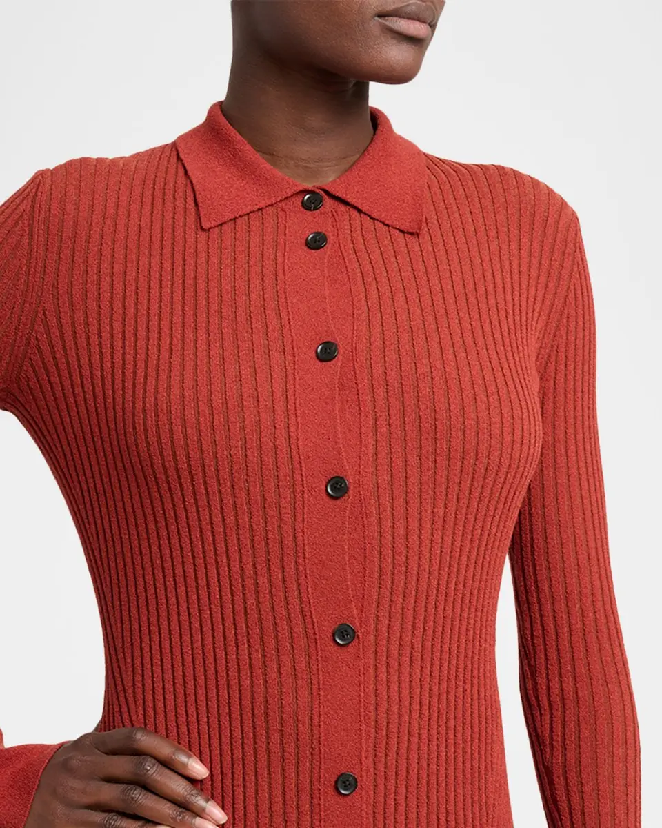 Proenza Schouler Rosario Wool Rib Drop-Waist Button-Front Midi Dress | Thumbnail 5 Proenza Schouler Rosario Wool Rib Drop-Waist Button-Front Midi Dress | Thumbnail 5