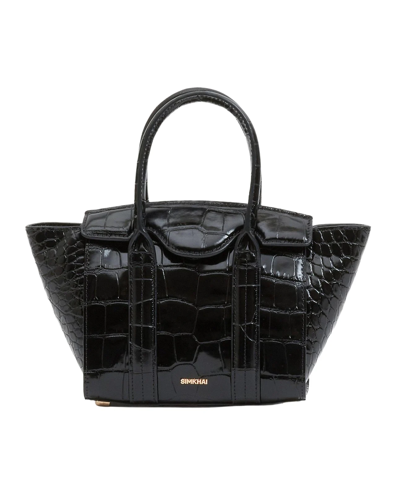 Nicola Mini Croc-Embossed Leather Tote Bag