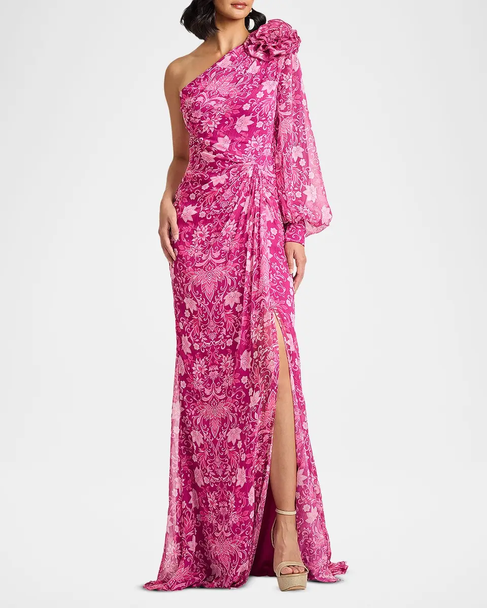 Tadashi Shoji One-Shoulder Draped Floral Gown | Thumbnail 2 Tadashi Shoji One-Shoulder Draped Floral Gown | Thumbnail 2