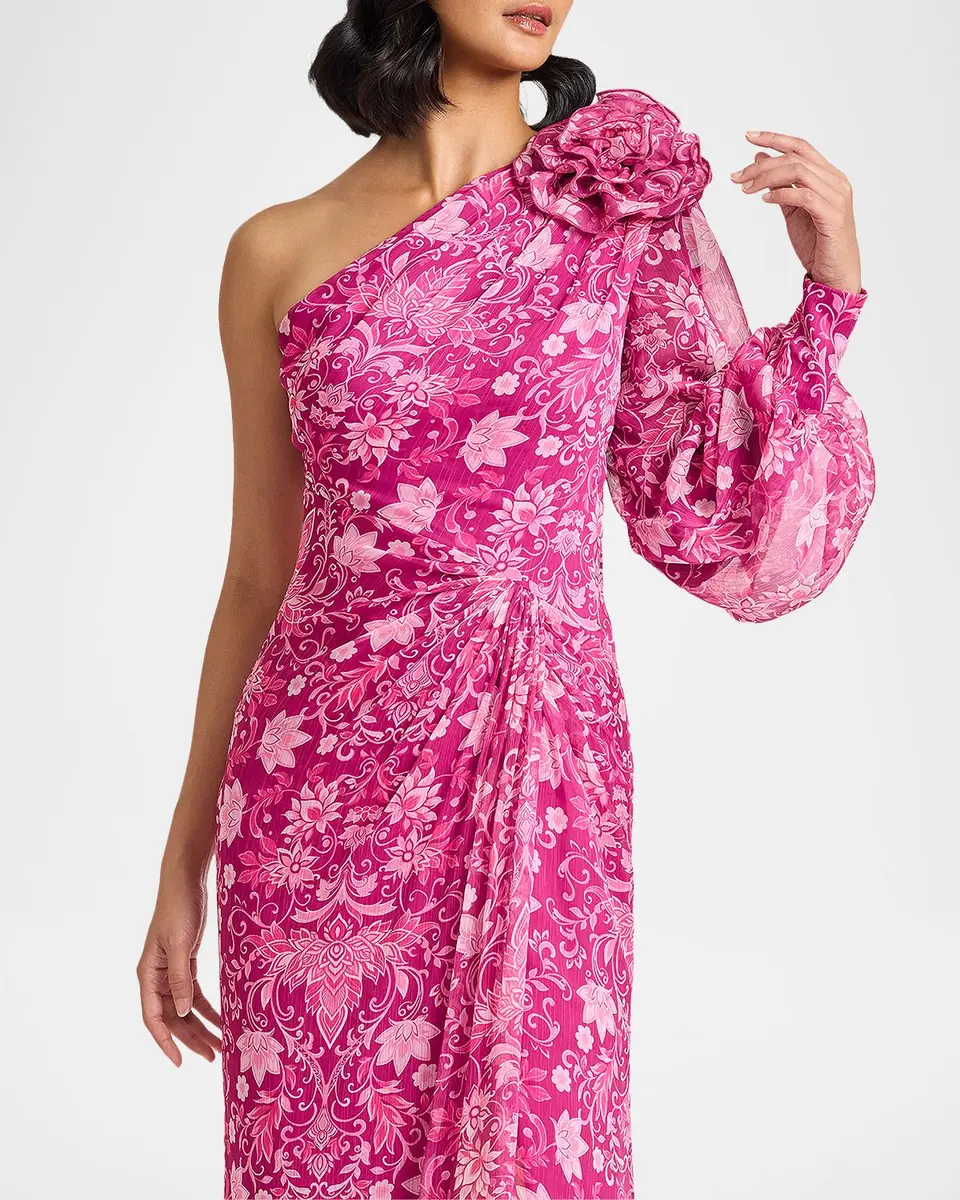 Tadashi Shoji One-Shoulder Draped Floral Gown | Thumbnail 4 Tadashi Shoji One-Shoulder Draped Floral Gown | Thumbnail 4