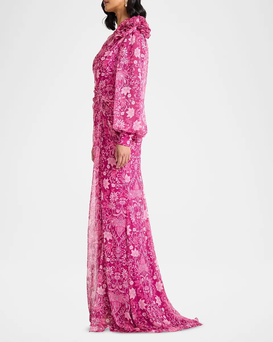 Tadashi Shoji One-Shoulder Draped Floral Gown | Thumbnail 5 Tadashi Shoji One-Shoulder Draped Floral Gown | Thumbnail 5