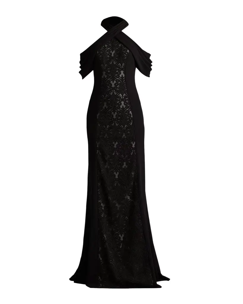 Tadashi Shoji Cold-Shoulder Corded Lace Gown | Image 1 Tadashi Shoji Cold-Shoulder Corded Lace Gown | Image 1