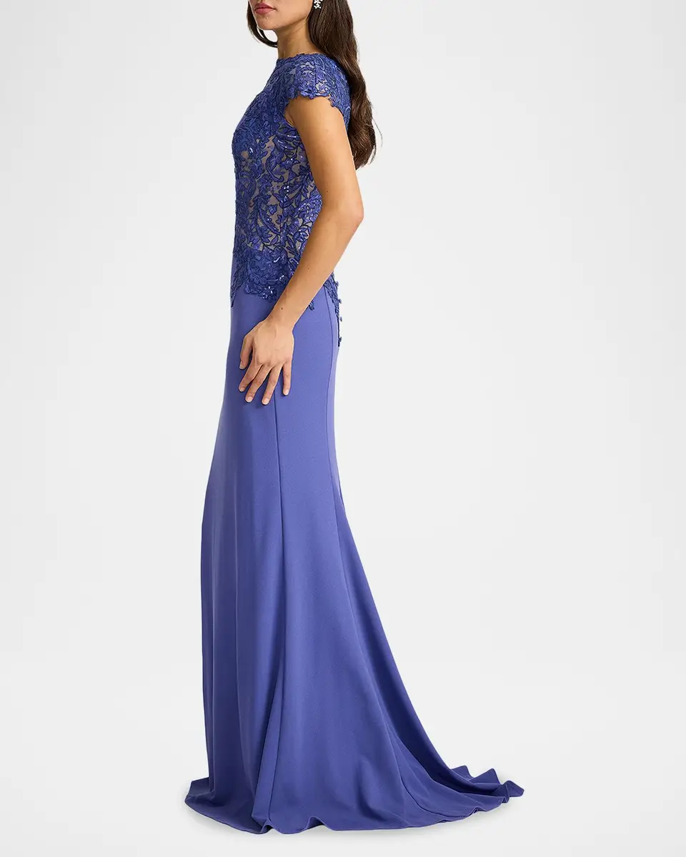 Tadashi Shoji Embroidered Cape-Sleeve Crepe Gown | Thumbnail 4 Tadashi Shoji Embroidered Cape-Sleeve Crepe Gown | Thumbnail 4
