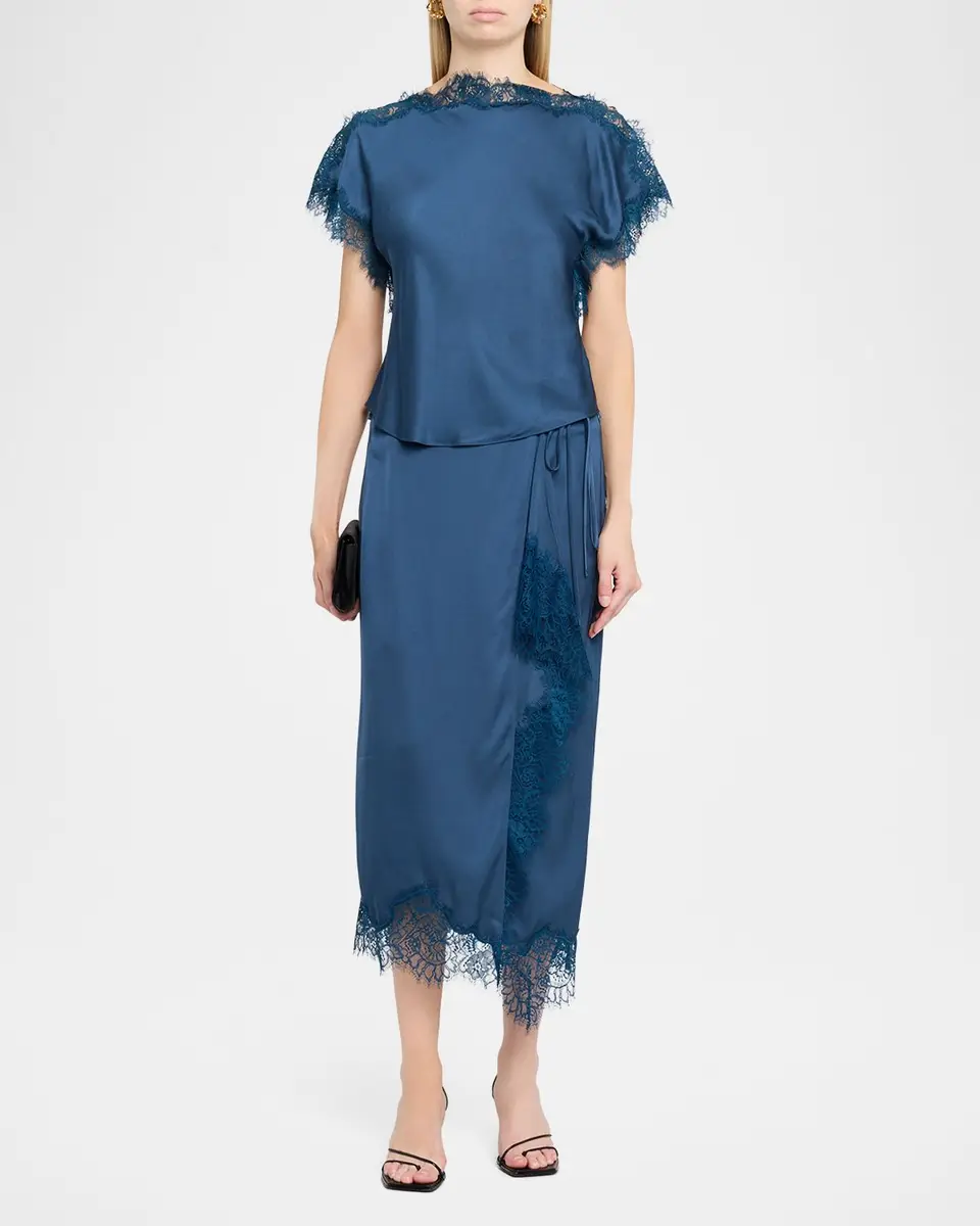 A.L.C. Luna Lace-Trim Satin Top | Thumbnail 2 A.L.C. Luna Lace-Trim Satin Top | Thumbnail 2