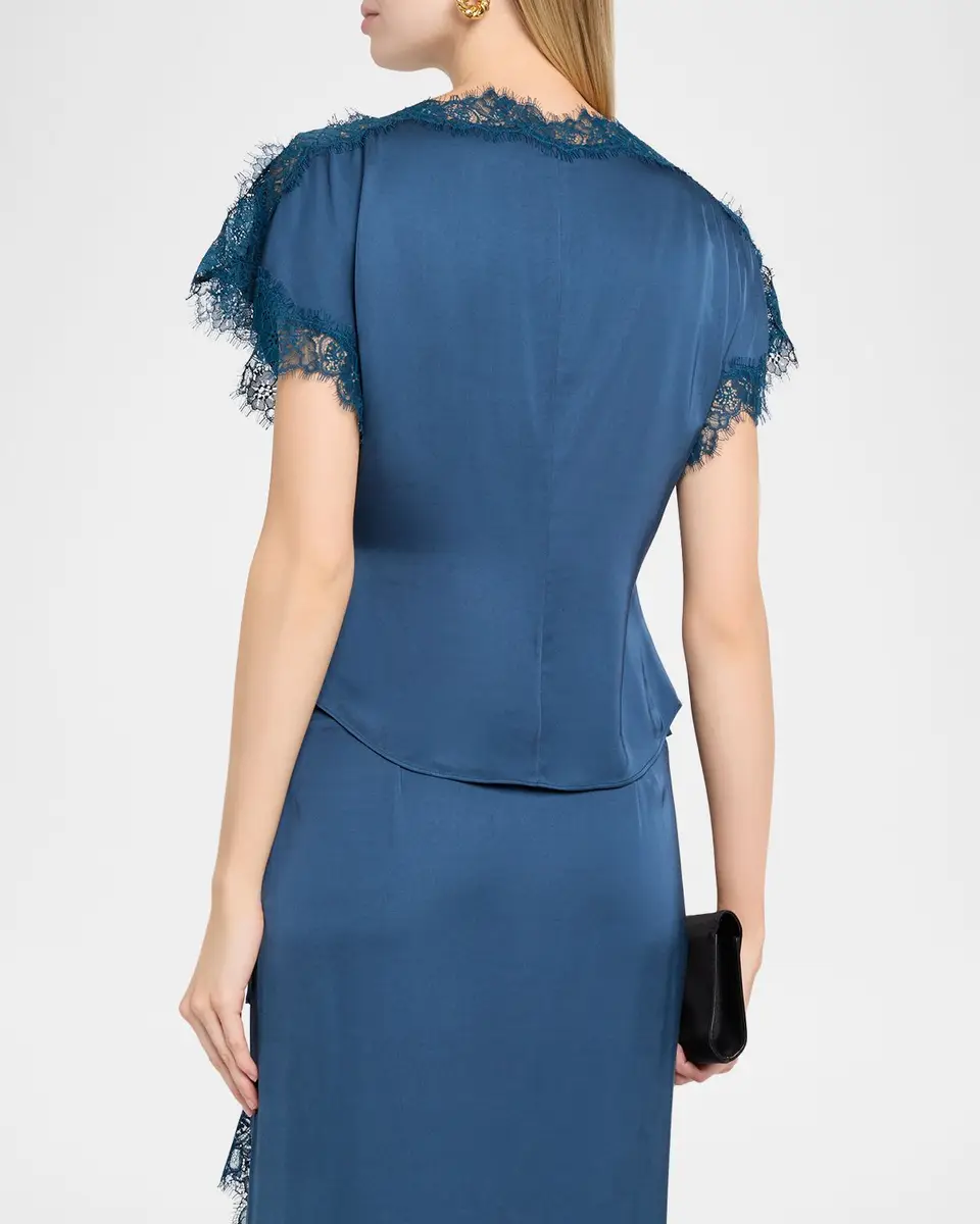 A.L.C. Luna Lace-Trim Satin Top | Thumbnail 3 A.L.C. Luna Lace-Trim Satin Top | Thumbnail 3