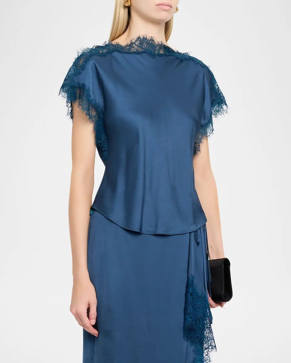 A.L.C. Luna Lace-Trim Satin Top | Thumbnail 4 A.L.C. Luna Lace-Trim Satin Top | Thumbnail 4