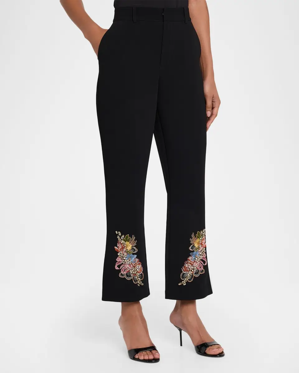 Cinq à Sept Floral Border Cropped Trousers | Thumbnail 4