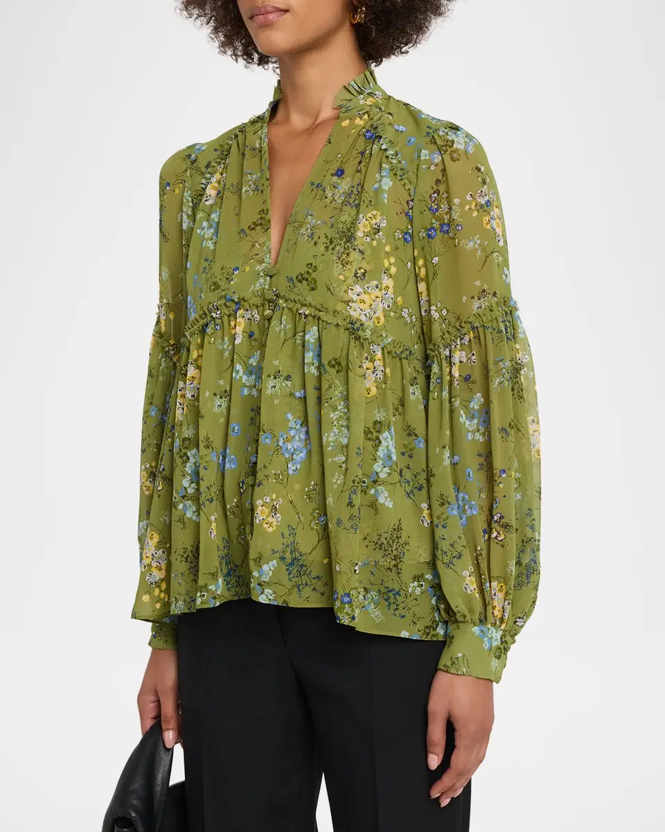 Cinq à Sept Windswept Floral Blouse | Thumbnail 4 Cinq à Sept Windswept Floral Blouse | Thumbnail 4