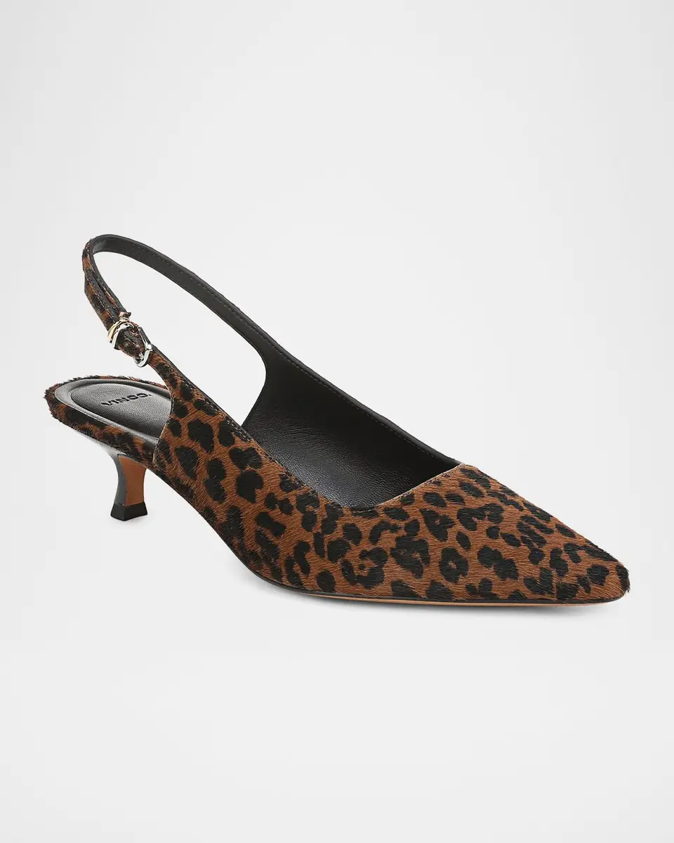 Vince 45mm Sabra II Leopard Calf Hair Slingback Pumps | Thumbnail 2