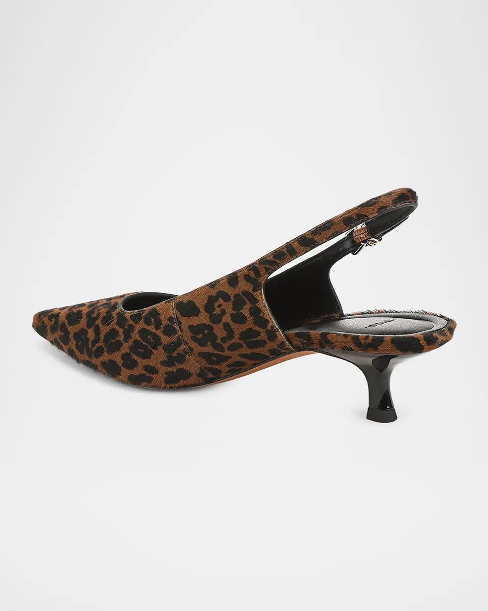 Vince 45mm Sabra II Leopard Calf Hair Slingback Pumps | Thumbnail 3