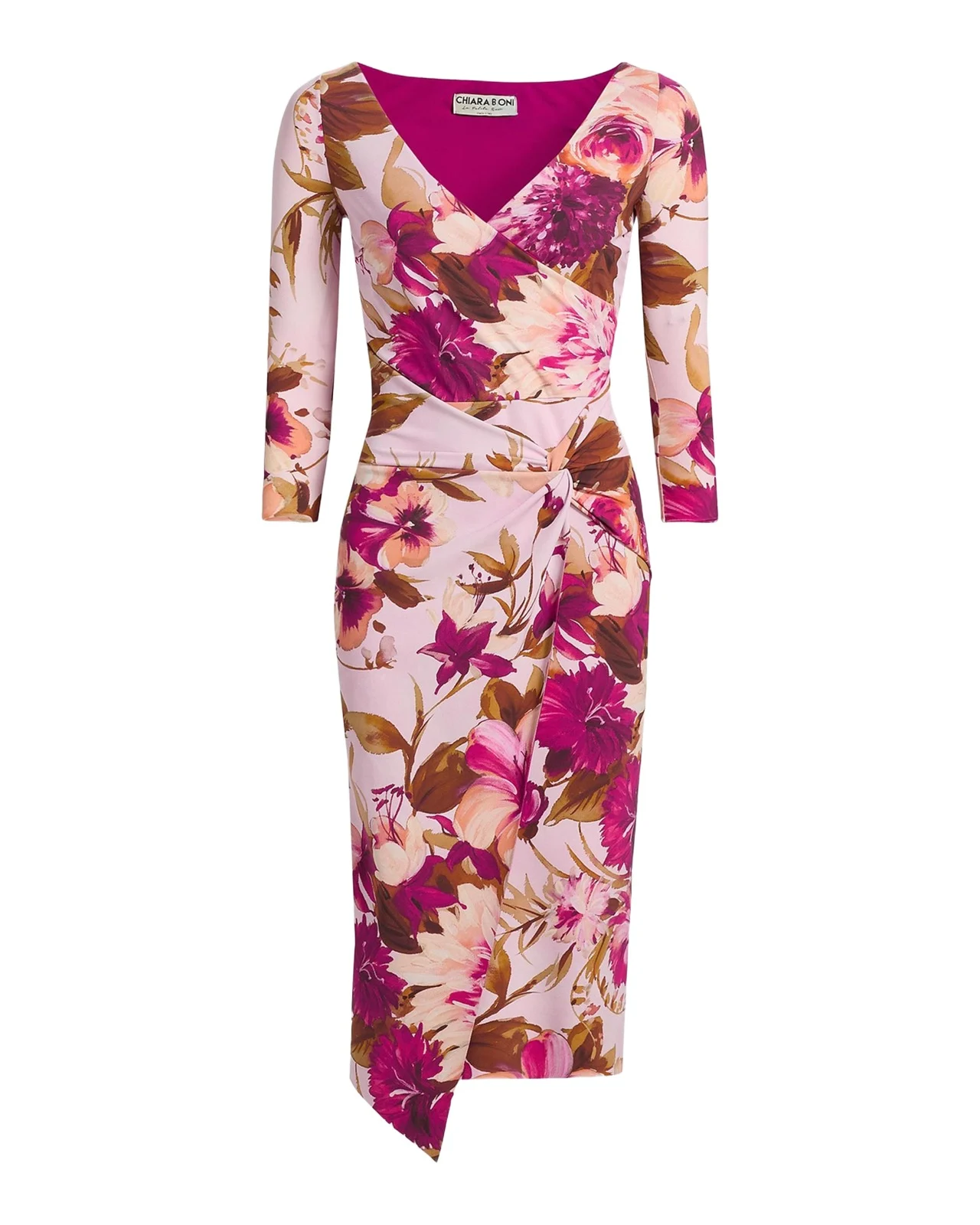 Axas Gathered Abstract-Print Midi Dress Axas Gathered Abstract-Print Midi Dress