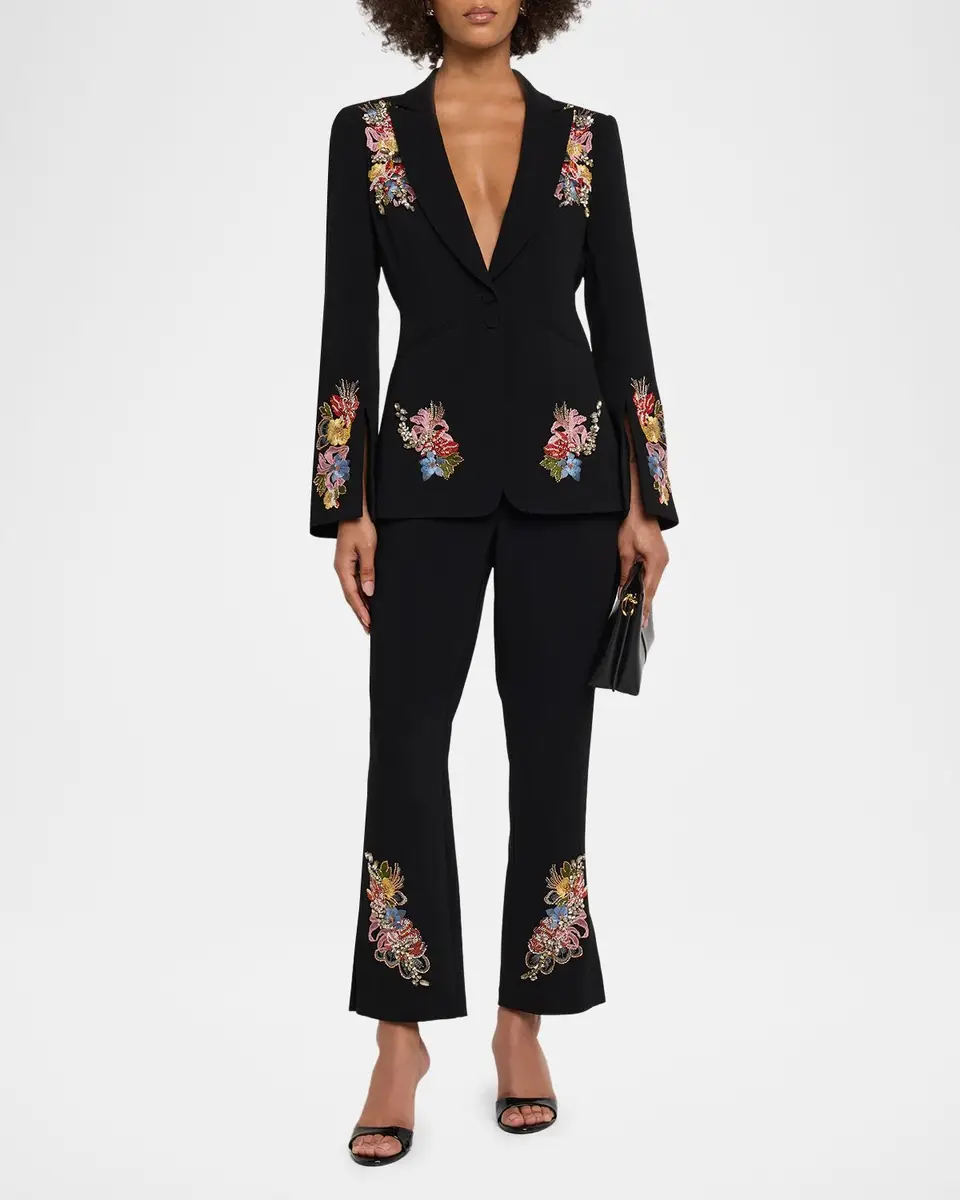 Cinq à Sept Rhinestone Floral Peak-Lapel Blazer | Thumbnail 2 Cinq à Sept Rhinestone Floral Peak-Lapel Blazer | Thumbnail 2