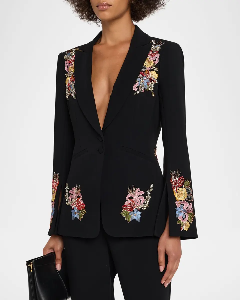 Cinq à Sept Rhinestone Floral Peak-Lapel Blazer | Thumbnail 4 Cinq à Sept Rhinestone Floral Peak-Lapel Blazer | Thumbnail 4