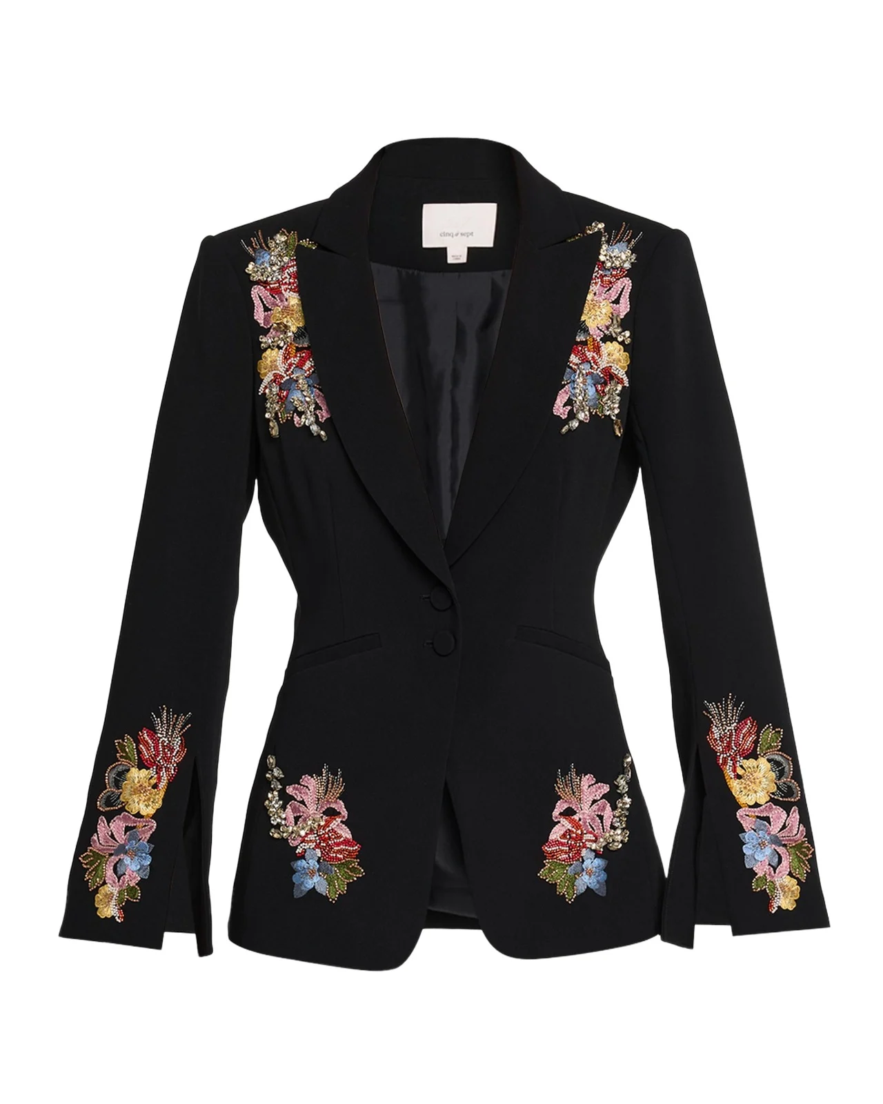 Rhinestone Floral Peak-Lapel Blazer Rhinestone Floral Peak-Lapel Blazer