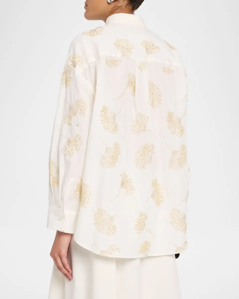 Cissa Beaded Botanical Oversized Shirt | Thumbnail 3 Cissa Beaded Botanical Oversized Shirt | Thumbnail 3