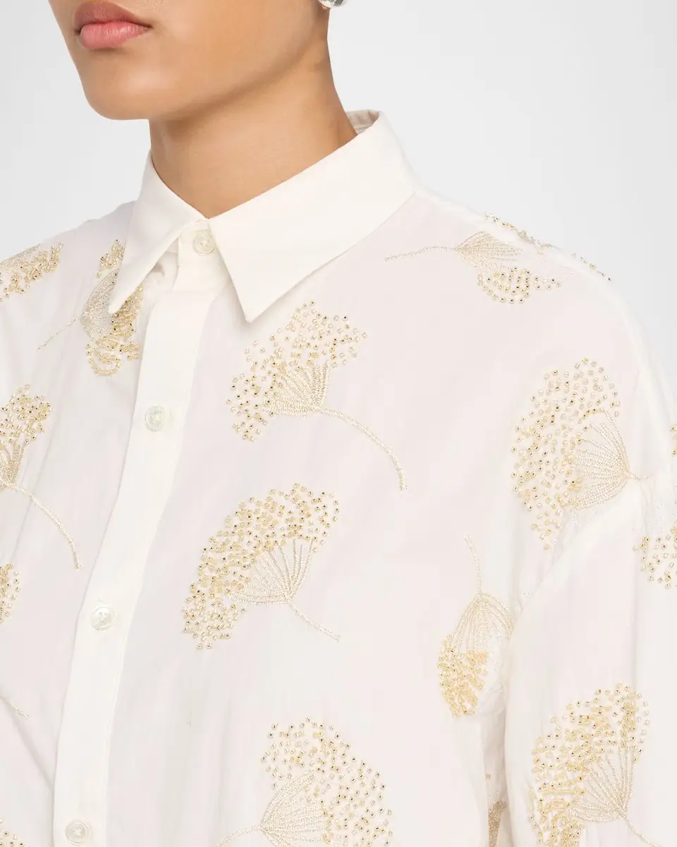 Cissa Beaded Botanical Oversized Shirt | Thumbnail 4 Cissa Beaded Botanical Oversized Shirt | Thumbnail 4