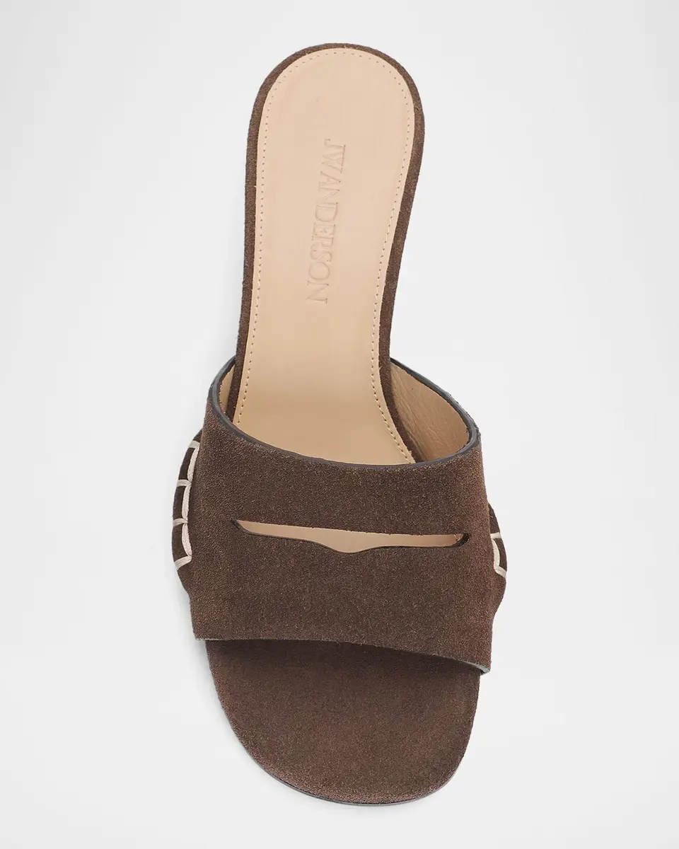 JW Anderson 75MM Suede Cylindrical-Heel Sandals | Thumbnail 3