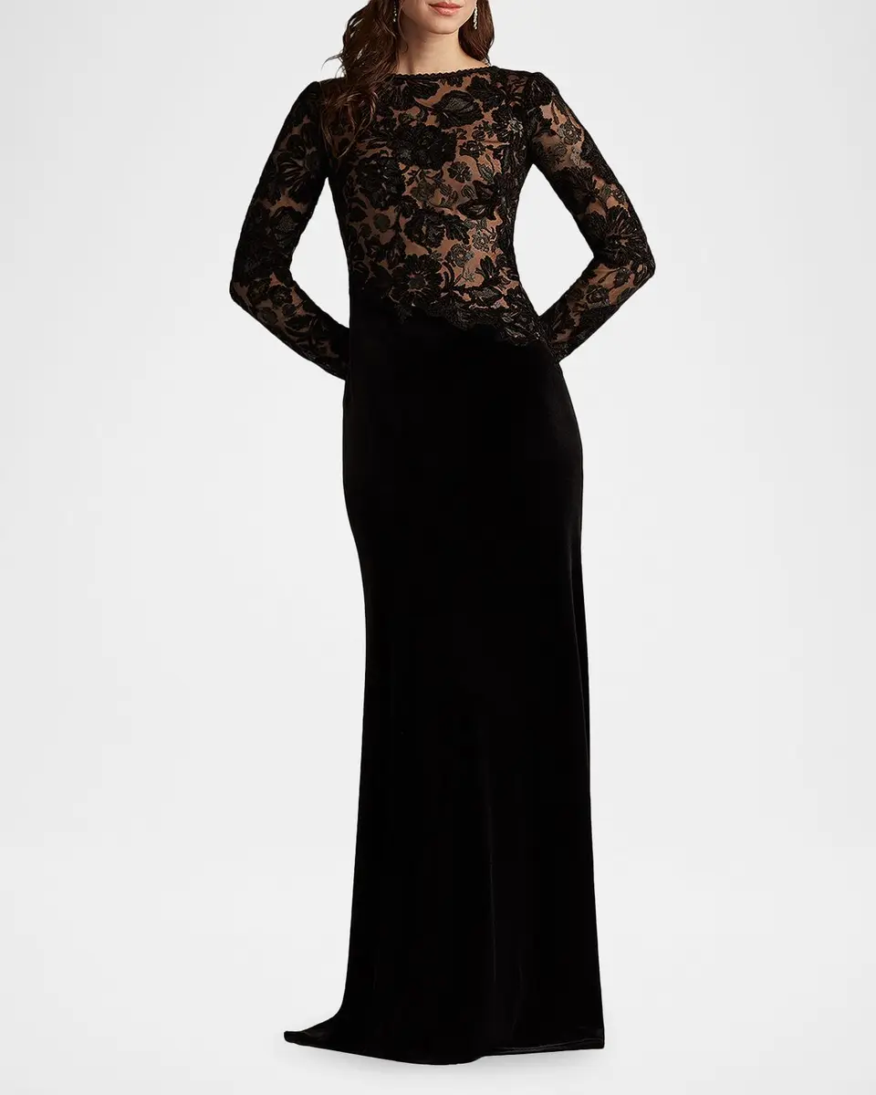 Tadashi Shoji Forena Embroidered Lace Crepe Trumpet Gown | Thumbnail 2 Tadashi Shoji Forena Embroidered Lace Crepe Trumpet Gown | Thumbnail 2