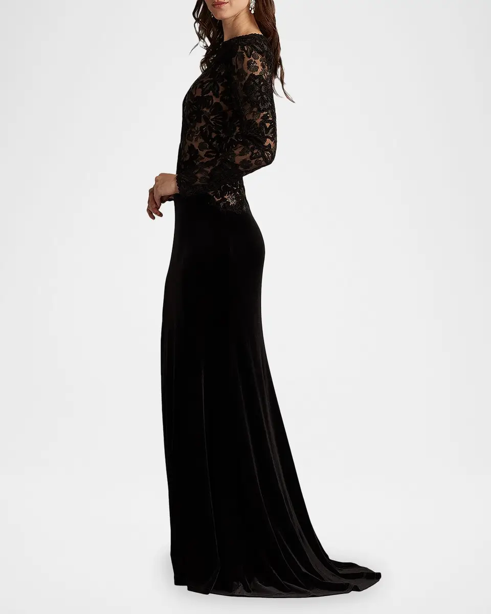 Tadashi Shoji Forena Embroidered Lace Crepe Trumpet Gown | Thumbnail 3 Tadashi Shoji Forena Embroidered Lace Crepe Trumpet Gown | Thumbnail 3