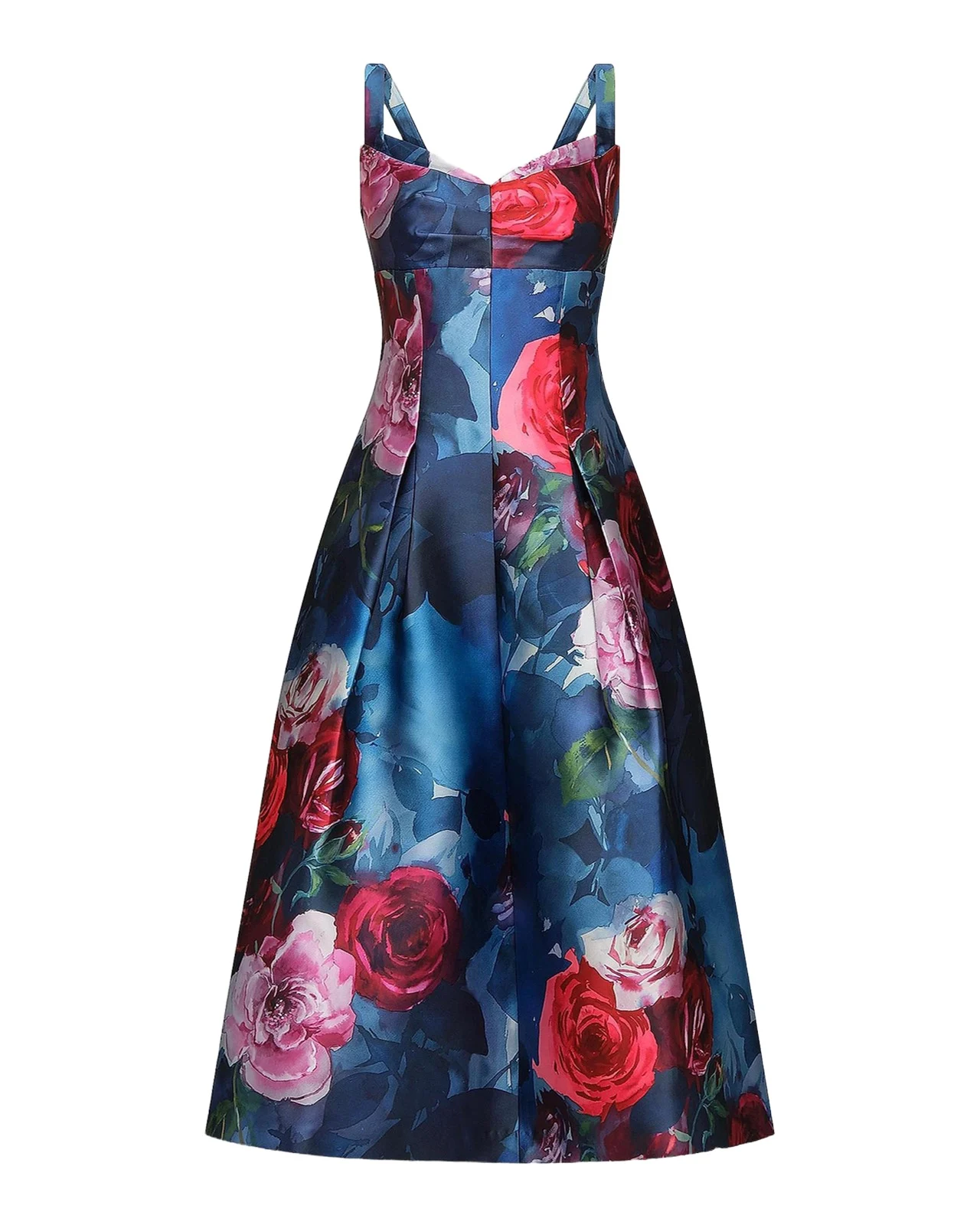 Adria Floral Satin Tea-Length Dress Adria Floral Satin Tea-Length Dress
