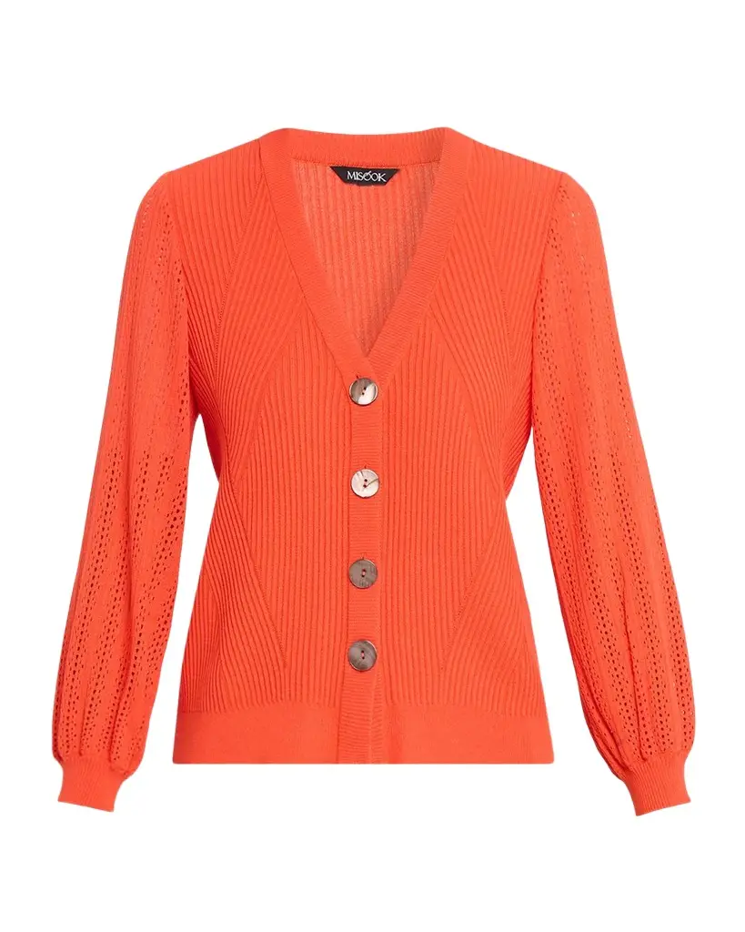 Misook Pointelle-Knit Cardigan | Image 1 Misook Pointelle-Knit Cardigan | Image 1