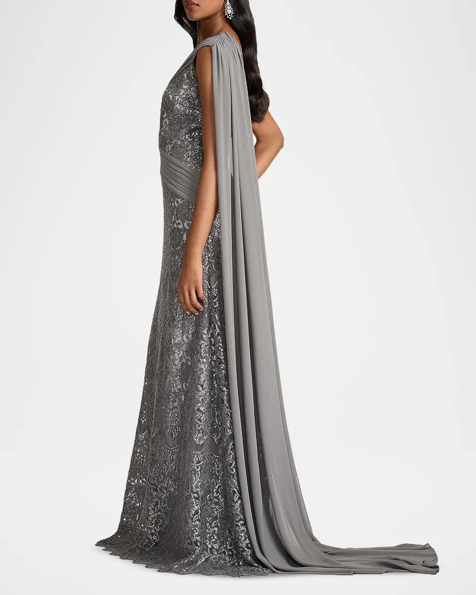 Tadashi Shoji Draped One-Shoulder Sequin Gown | Thumbnail 5 Tadashi Shoji Draped One-Shoulder Sequin Gown | Thumbnail 5