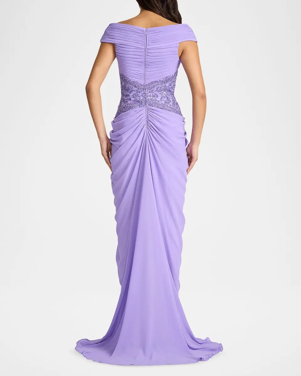 Tadashi Shoji Draped Off-Shoulder Georgette Gown | Thumbnail 3