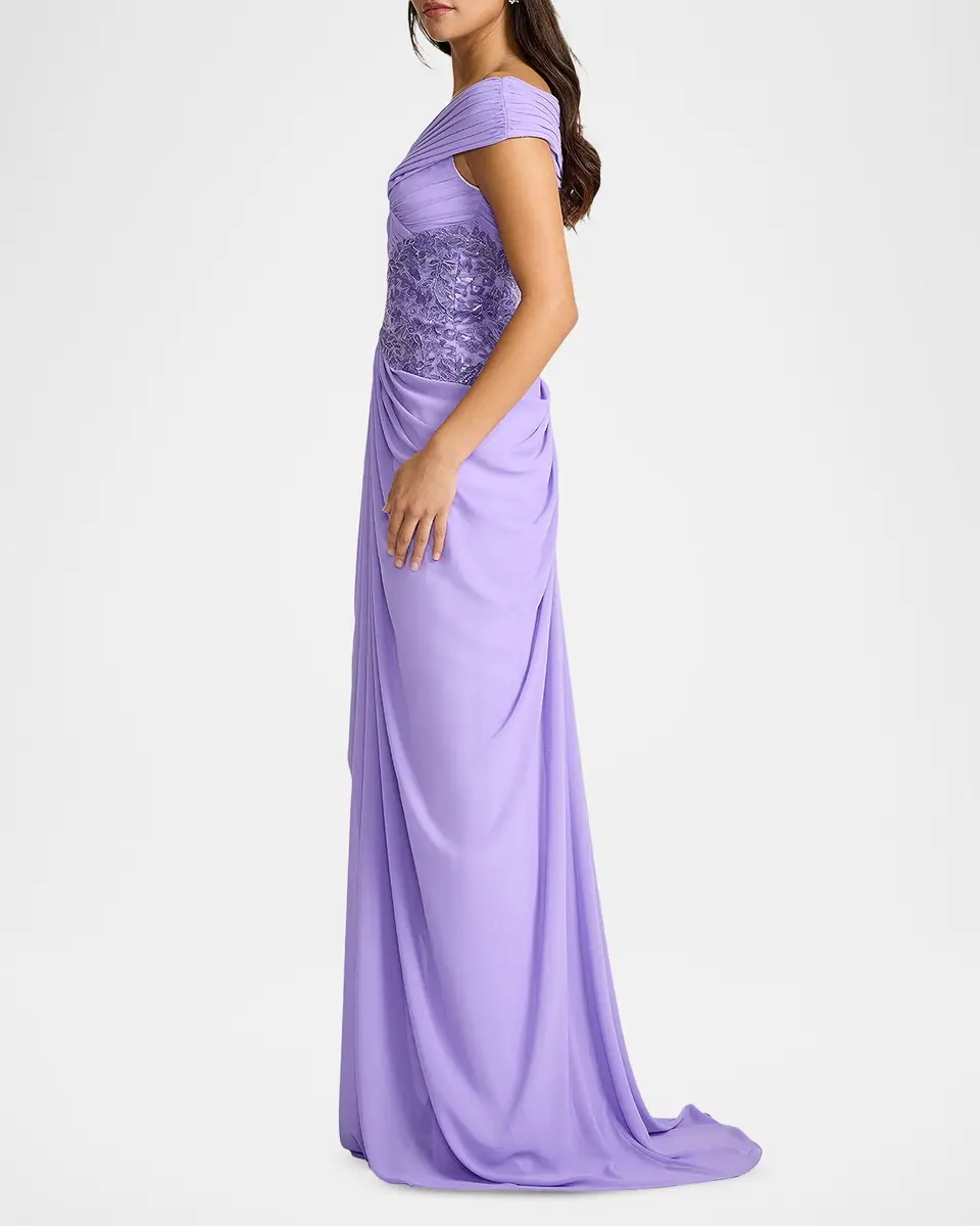 Tadashi Shoji Draped Off-Shoulder Georgette Gown | Thumbnail 5