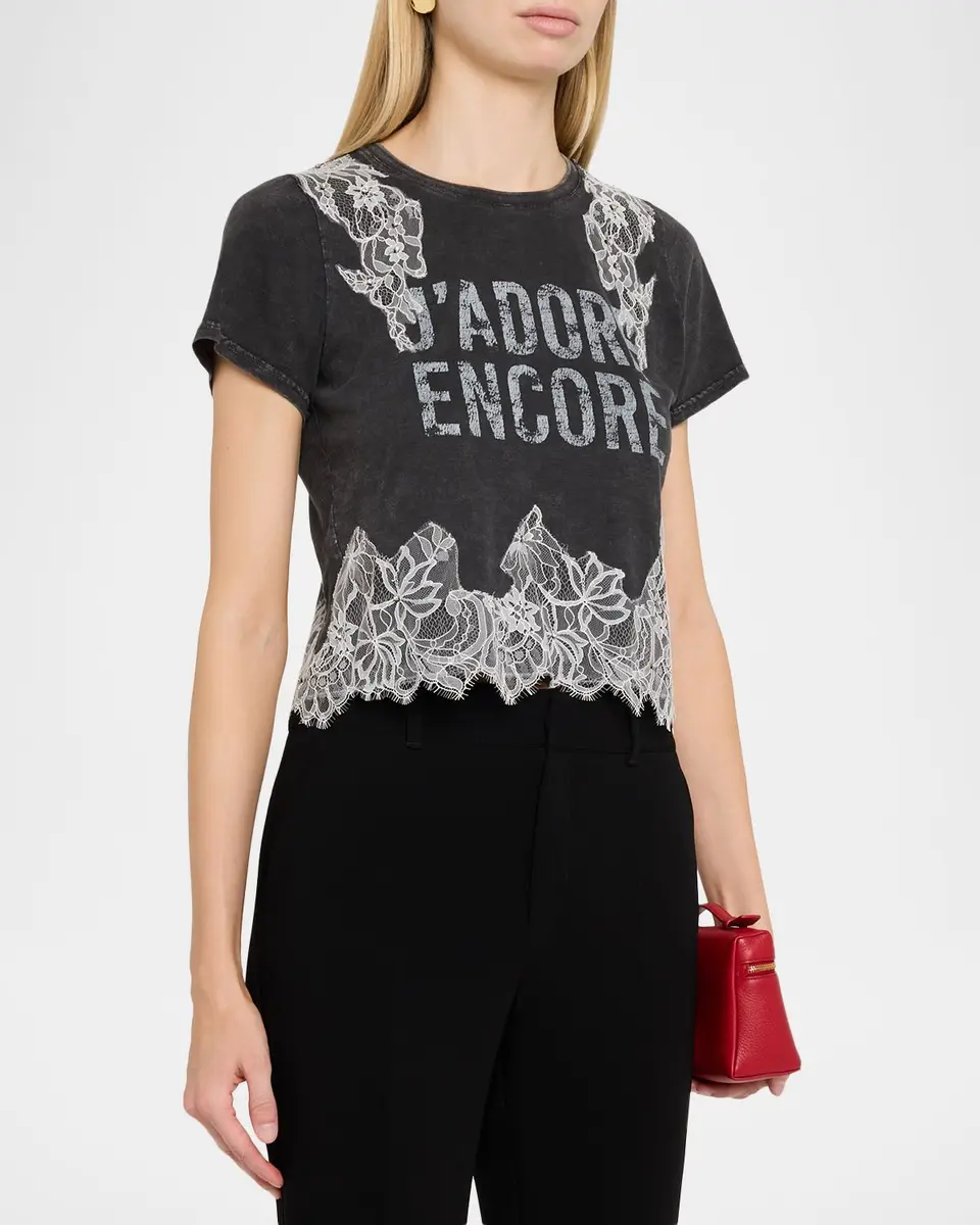 Cinq à Sept J 'Adore Encore Cropped T-Shirt | Thumbnail 4 Cinq à Sept J 'Adore Encore Cropped T-Shirt | Thumbnail 4